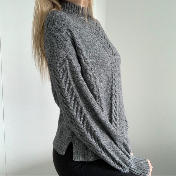 GAP heather grey knitted bubble sleeve sweater - Picture 5 of 8